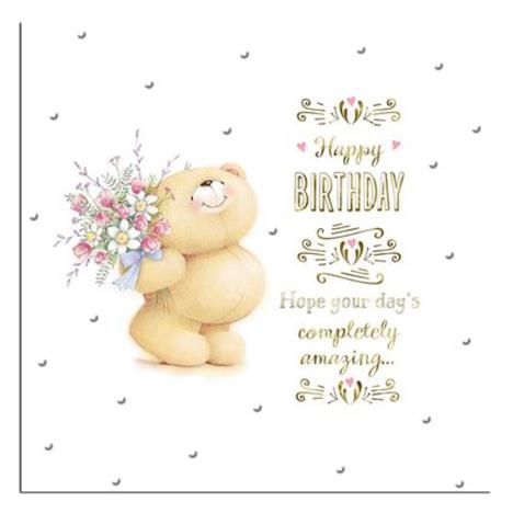 Bear With Flowers Forever Friends Birthday Card
